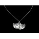 Collier Feuille de Ginkgo Argent 999 sur chaîne Argent 925