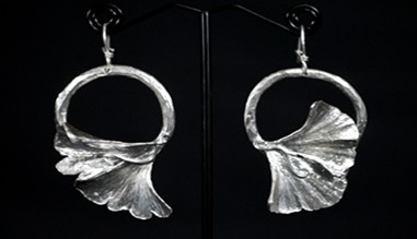 Boucles d'oreille Feuille de Ginkgo Argent 999